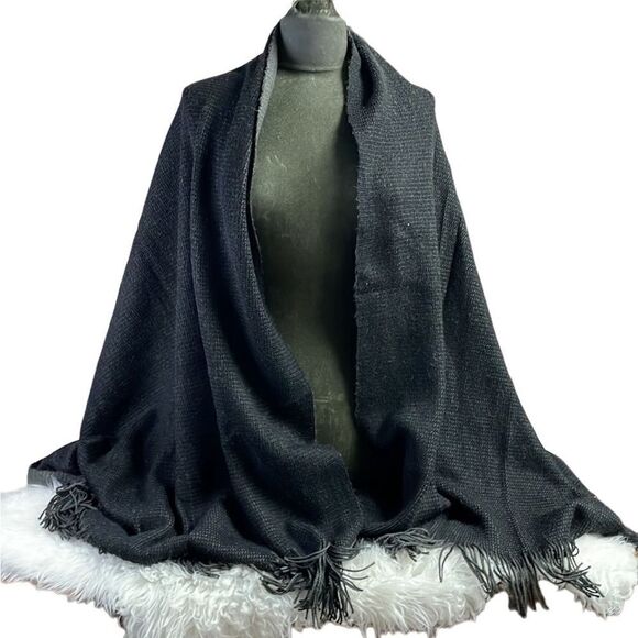 CHARTER CLUB 100% Acrylic Black Classic Scarf Wrap Oversized Super Soft - Picture 1 of 8